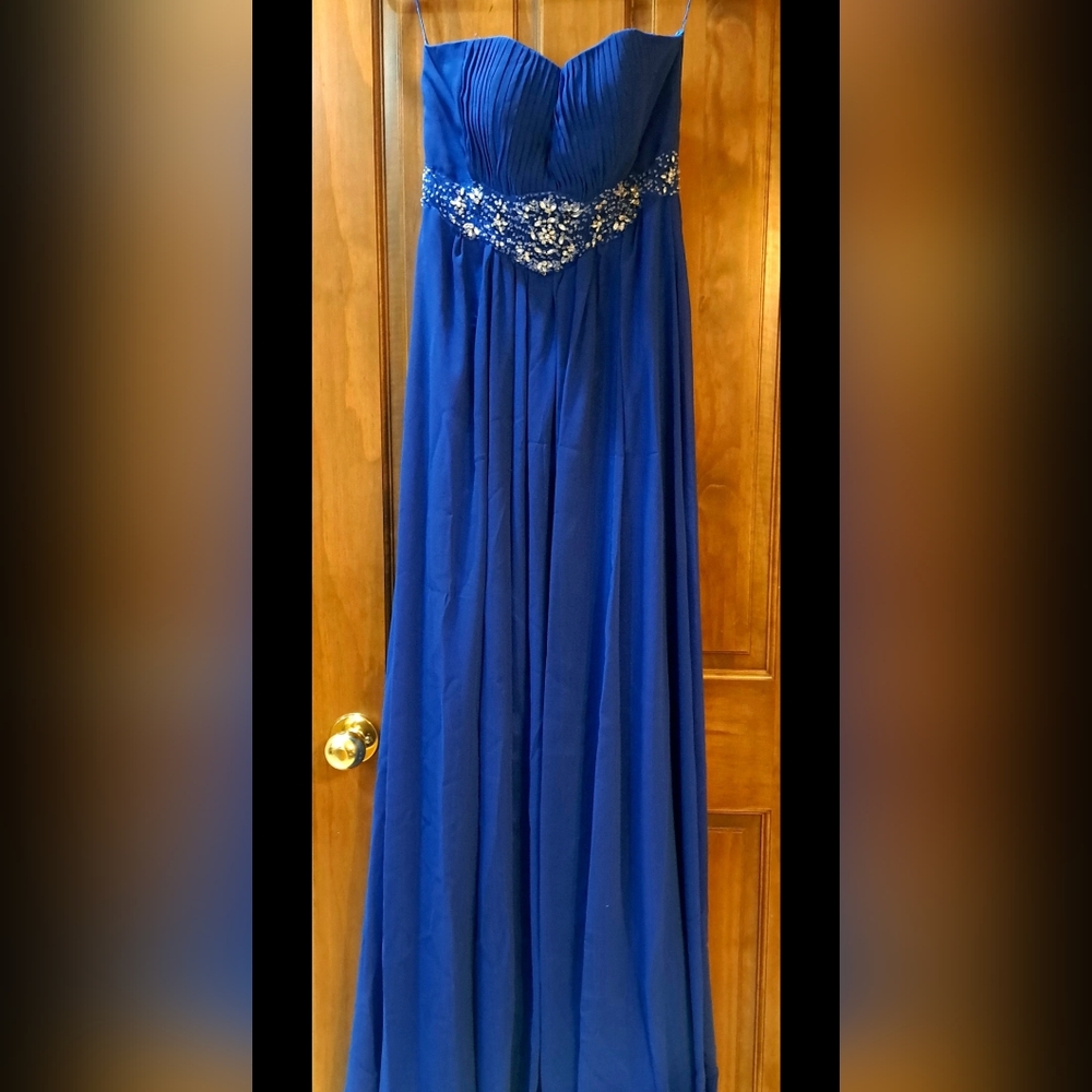 Bright Navy Blue Floor Length Gown with Embellisment